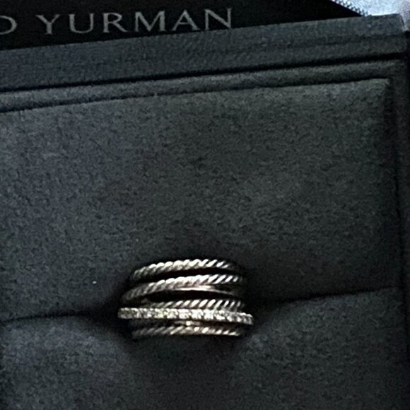 Authentic David Yurman Crossover Wide Ring with Diamonds - Picture 10 of 11